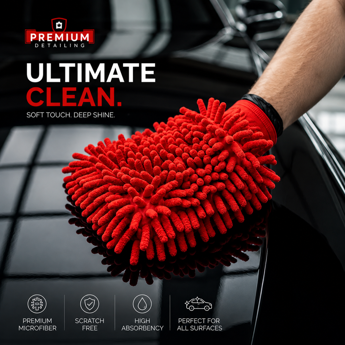 Microfiber Chenille Car Wash Glove For Scratch-free Cleaning And Detailing