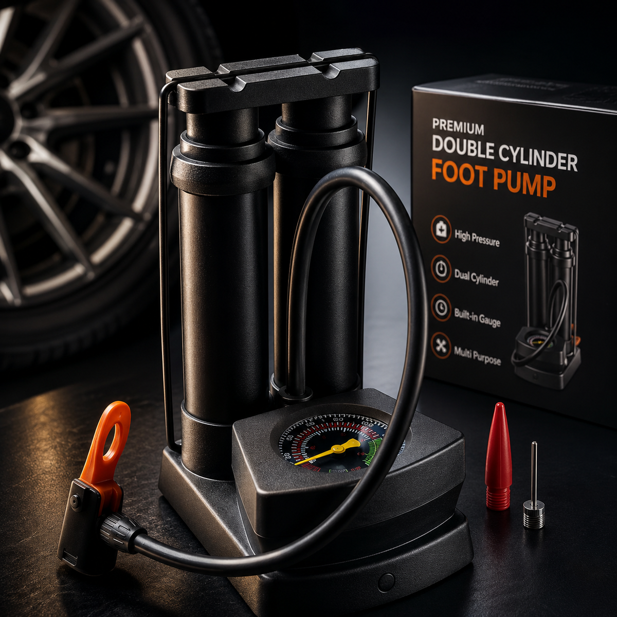 Double Cylinder Foot Air Pump (1 Set)
